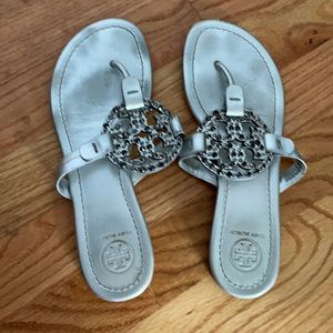 Tory Burch Metallic Silver Miller Sandals